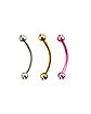 Multi-Pack CZ Pink Goldtone and Silvertone Snake Eye Curved Barbells 3 Pack - 16 Gauge
