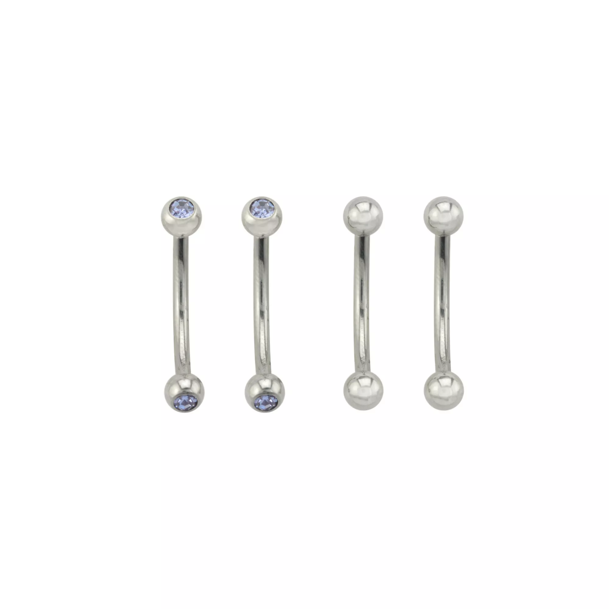 Multi-Pack Prong CZ Curved Barbells 4 Pack - 14 Gauge at Spencer's