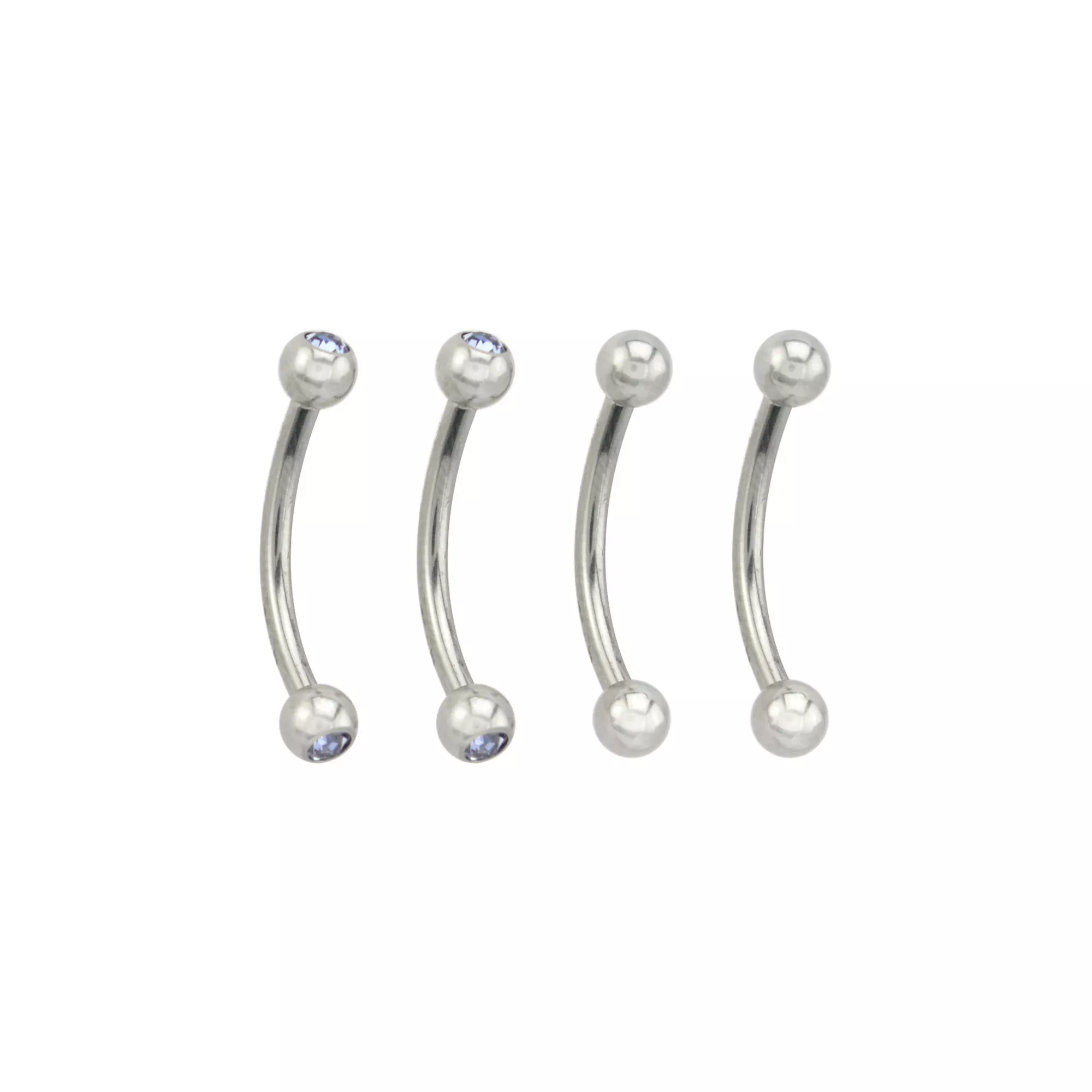 Multi-Pack Prong CZ Curved Barbells 4 Pack - 14 Gauge at Spencer's