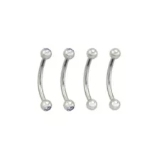 Multi-Pack Prong CZ Curved Barbells 4 Pack - 14 Gauge at Spencer's