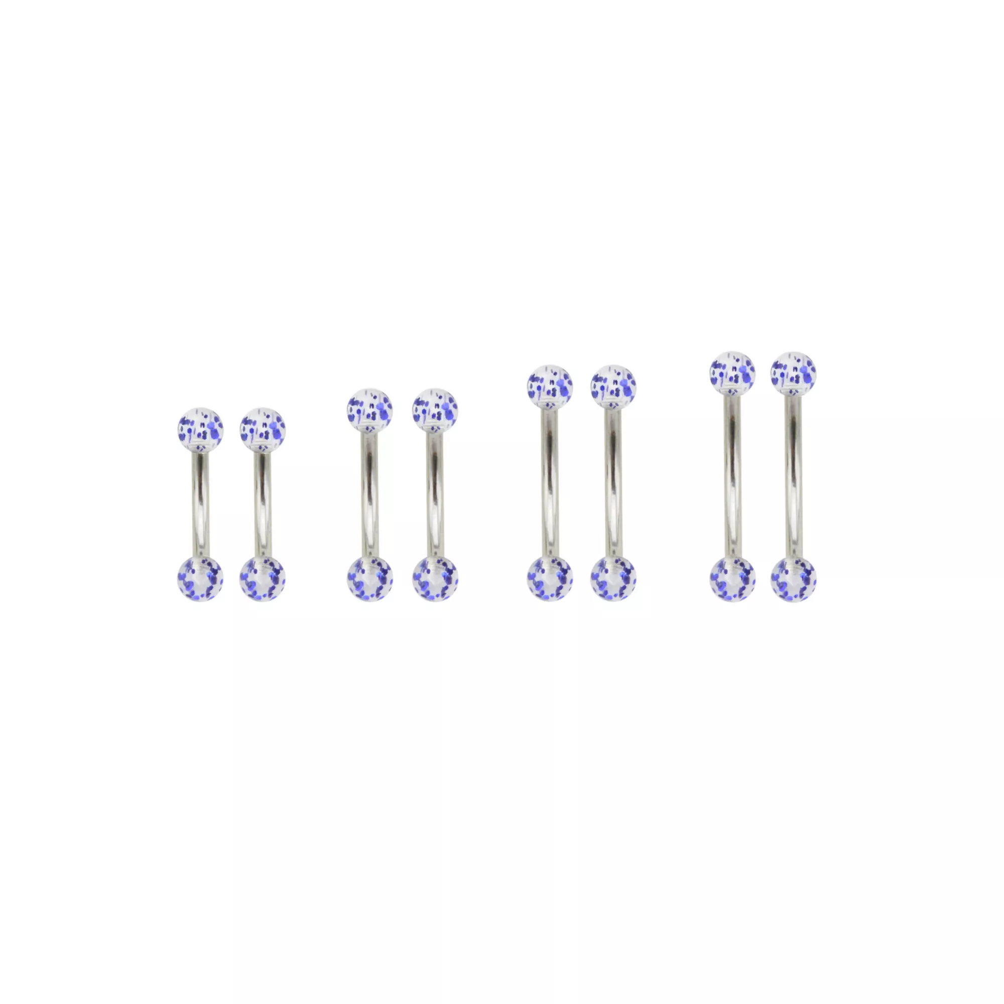 Multi-Pack Blue CZ Acrylic Curved Barbells 8 Pack - 16 Gauge at Spencer's