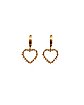 Goldtone Barbed Wire Heart Huggie Hoop Dangle Earrings