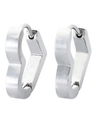 Silvertone Heart Huggie Hoop Earrings