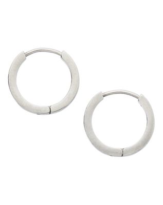 Silvertone Titanium Thick Huggie Hoop Earrings - Spencer's