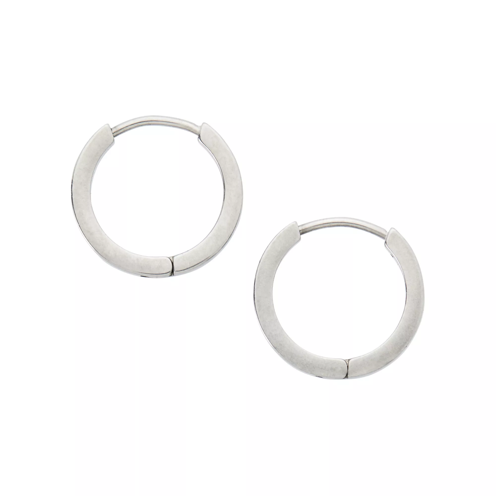 Silvertone Titanium Thick Huggie Hoop Earrings at Spencer's