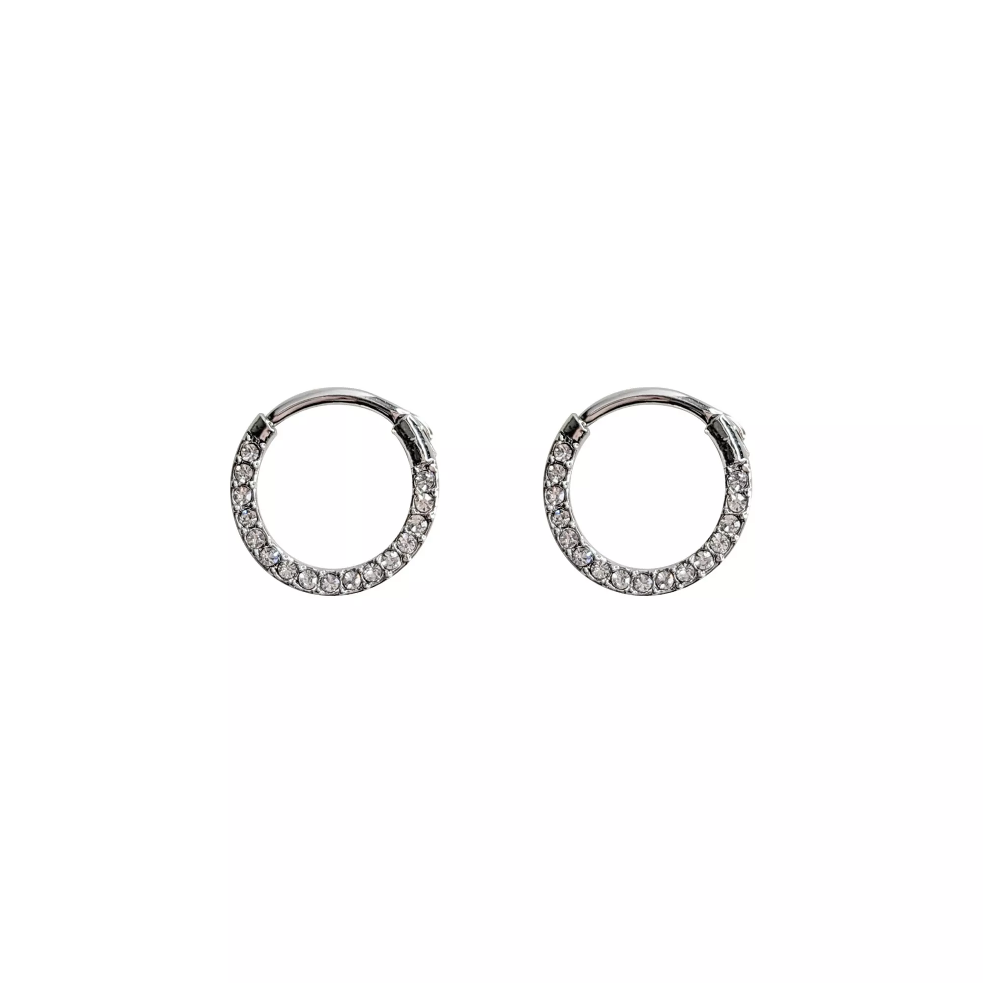 CZ Silvertone Hoop Earrings at Spencer's
