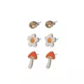 Multi-Pack CZ Happy Flower and Mushroom Stud Earrings- 3 Pair at Spencer's