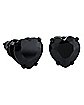 Black Heart CZ Stud Earrings - 20 Gauge