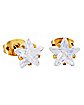 Star CZ Goldtone Stud Earrings - 20 Gauge
