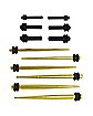 Multi-Pack Black and Gold Tapers and Plugs – 6 Pair