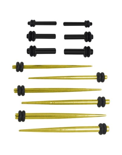 Multi-Pack Black and Gold Tapers and Plugs  6 Pair