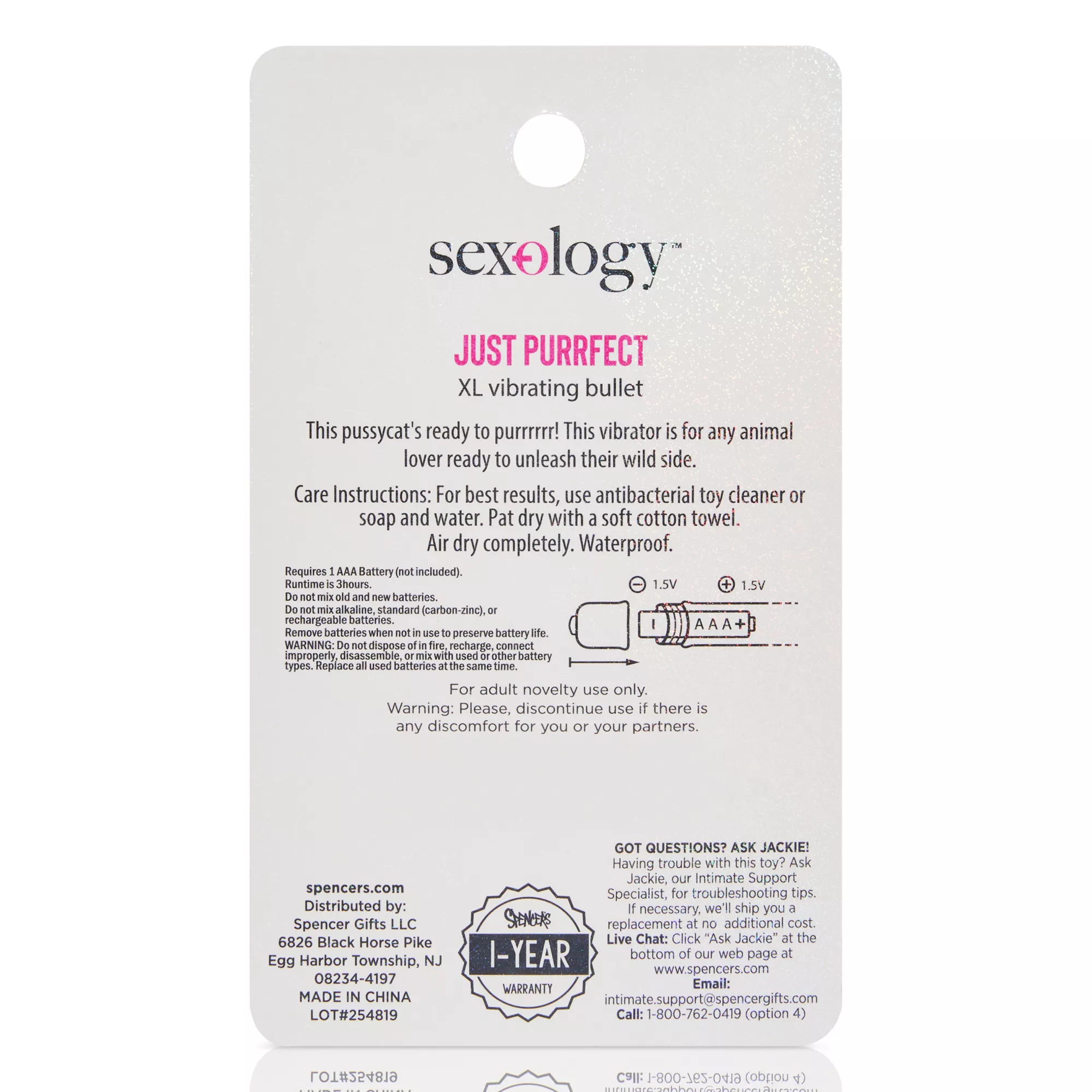 Just Purrfect 10-Function Waterproof Bullet Vibrator 3.25 Inch - Sexology at Spencer's