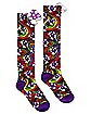 Multi-Color Mushroom Print Knee High Socks
