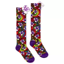 Multi-Color Mushroom Print Knee High Socks at Spencer's