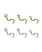 Multi-Pack CZ Goldtone and Silvertone Nostril Rings 6 Pack- 22 Gauge
