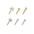 Multi-Pack Assorted Pronged Nose Pins 6 Pack -  20 Gauge at Spencer's