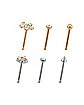 Multi-Pack Assorted Pronged Nose Pins 6 Pack -  20 Gauge
