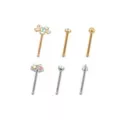 Multi-Pack Assorted Pronged Nose Pins 6 Pack -  20 Gauge at Spencer's