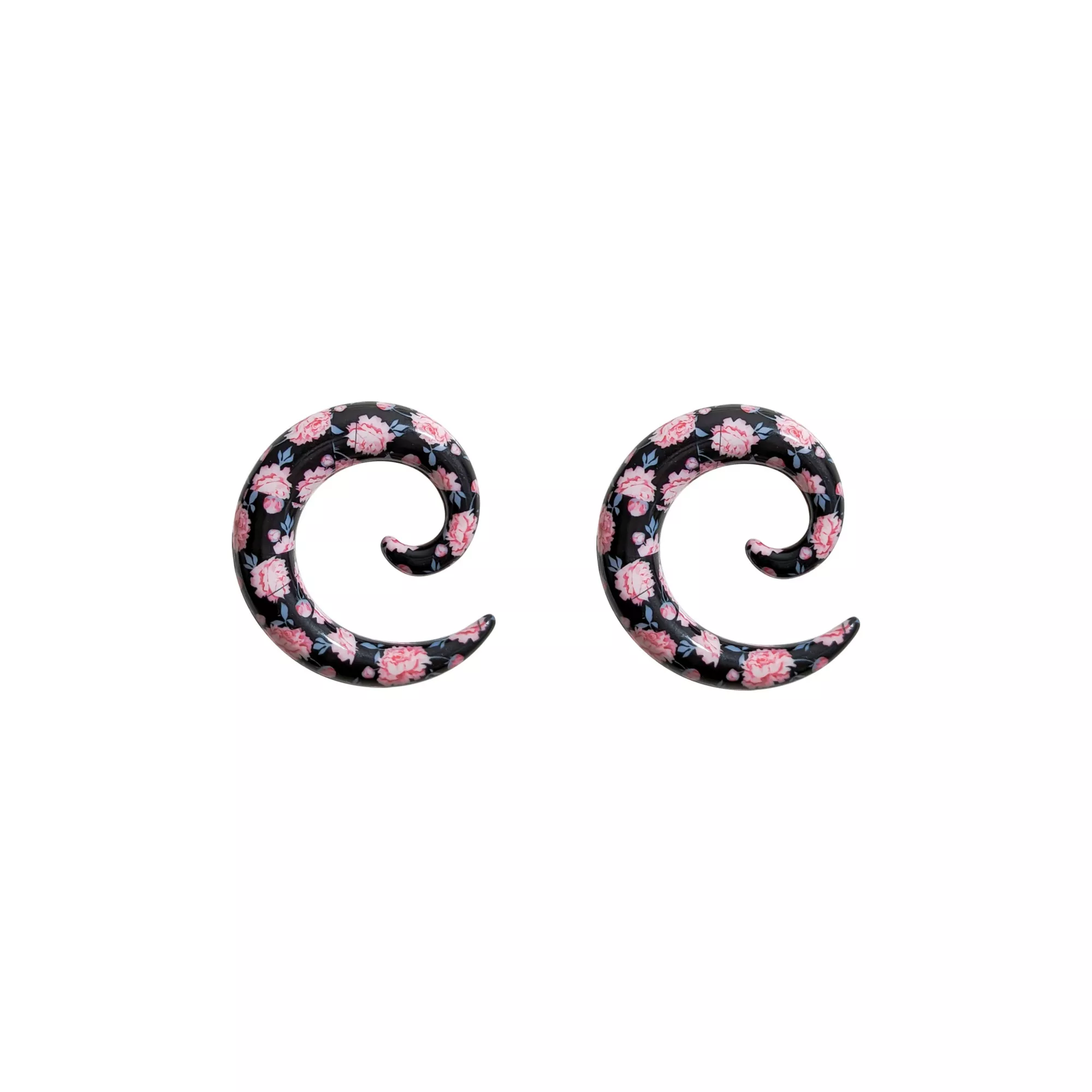 Acrylic Pink and Black Floral Spiral Tapers at Spencer's