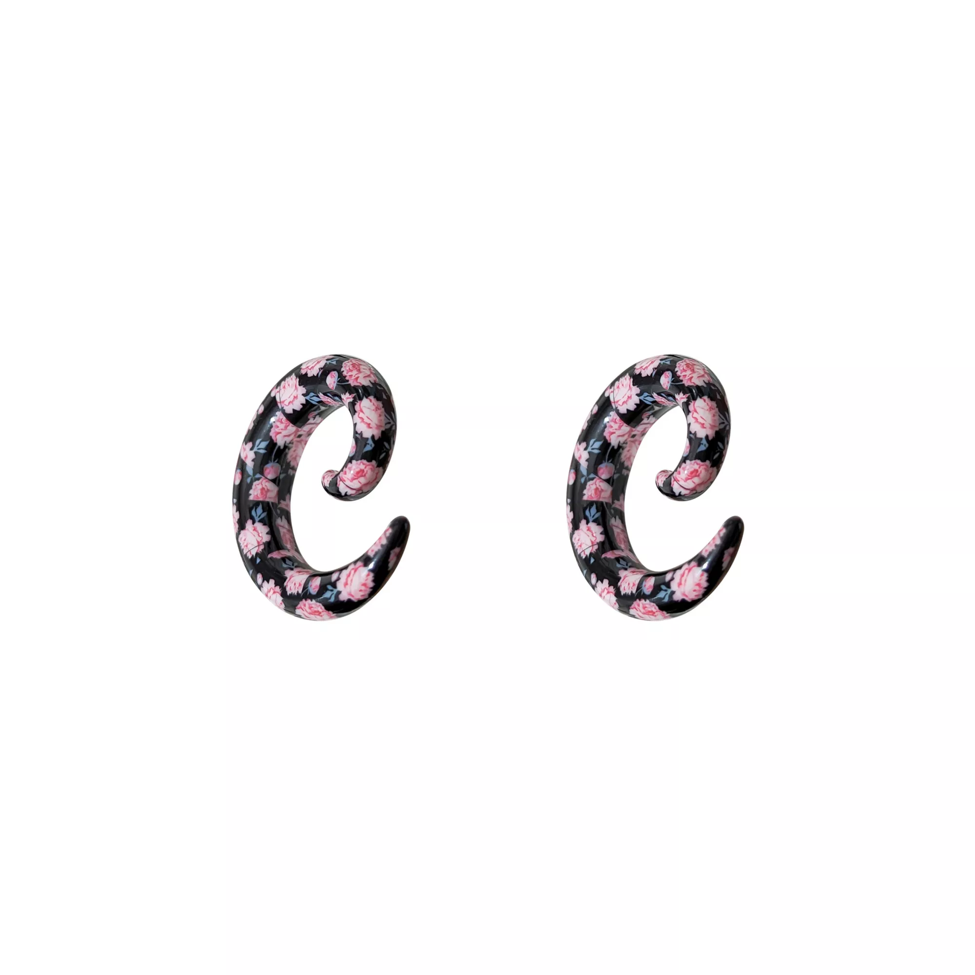 Acrylic Pink and Black Floral Spiral Tapers at Spencer's