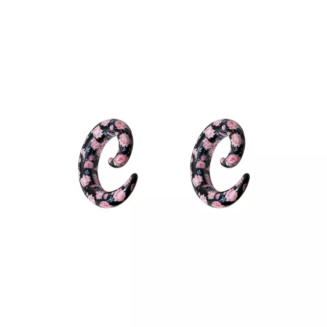 Acrylic Pink and Black Floral Spiral Tapers at Spencer's