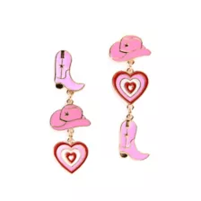Cowgirl Heart Boot and Hat Dangle Earrings at Spencer's
