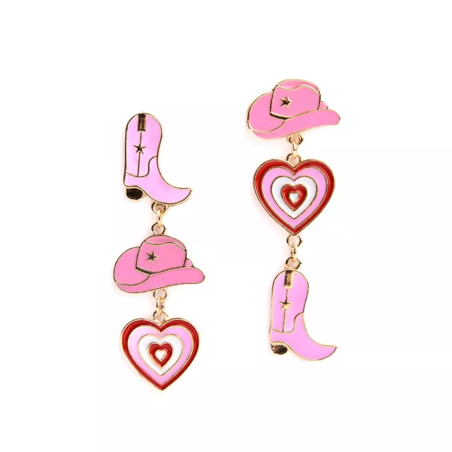 Cowgirl Heart Boot and Hat Dangle Earrings at Spencer's