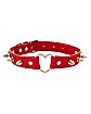 Red Spiked Heart Ring Choker Necklace