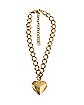 Goldtone Hopeless Romantic Heart Locket Chain Choker Necklace
