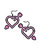 Neon Heart Arrow Dangle Earrings