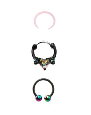 Multi-Pack Clicker and Pincher Septum Rings 3 Pack - 16 Gauge - Spencer's