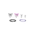 Multi-Pack Hot Pink Butterfly Seamless Hoops and Bone Nose Rings 6 Pack - 18 Gauge at Spencer's