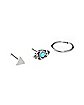 Multi-Pack Silvertone Turquoise Effect Nose Pins and Hoop Nose Ring 3 Pack - 20 Gauge