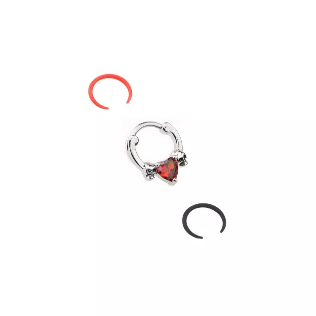 Multi-Pack CZ Heart Septum Clicker and Retainers 3 Pack- 16 Gauge