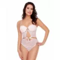 Pink Lace Heart Charm Bodysuit at Spencer's