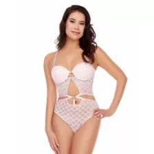 Pink Lace Heart Charm Bodysuit at Spencer's