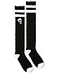 Black and White Stripe Skull Knee High Socks