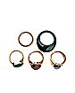 Multi-Pack Gold Plated Assorted Gem Ring Set - 5 Pack