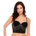 Black Rhinestone Fringe Cropped Bustier at Spencer's