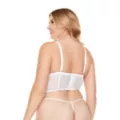 Plus Size White Lace-Up Mesh Cropped Bustier and G-String Panties Set at Spencer's