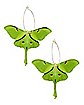 Green Luna Moth Dangle Hoop Earrings