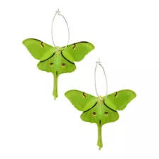 Green Luna Moth Dangle Hoop Earrings at Spencer's