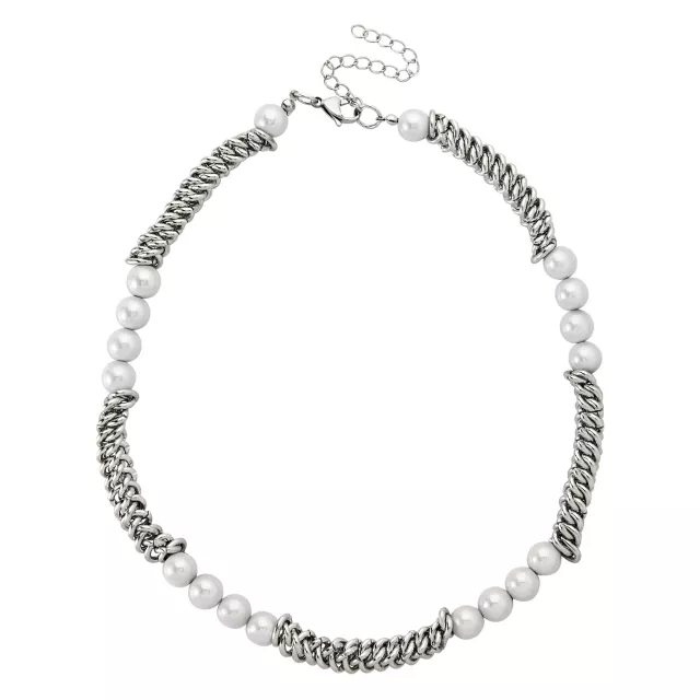 Mismatch Pearl-Effect and Chain Necklace at Spencer's