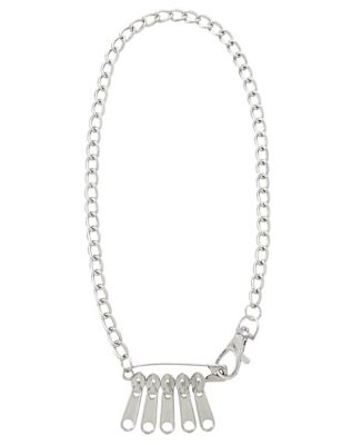 Safety Pin and Zipper Chain Necklace