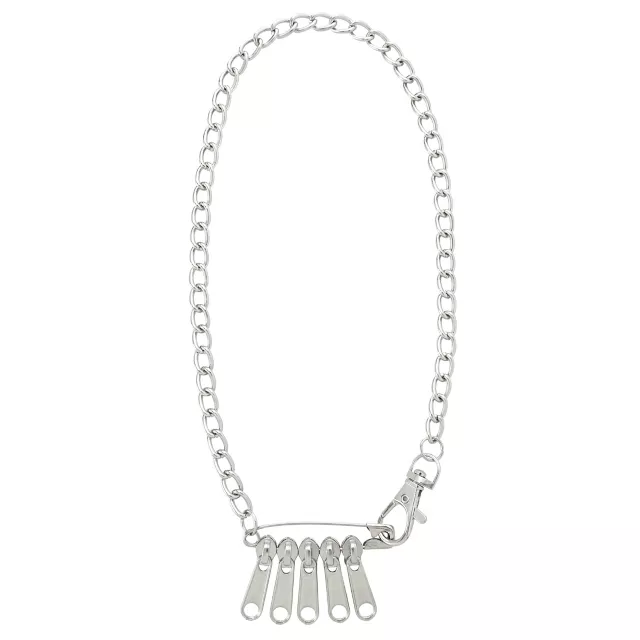 Safety Pin and Zipper Chain Necklace Spencer's