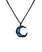 Crescent Moon Stained Glass Pendant Choker Necklace