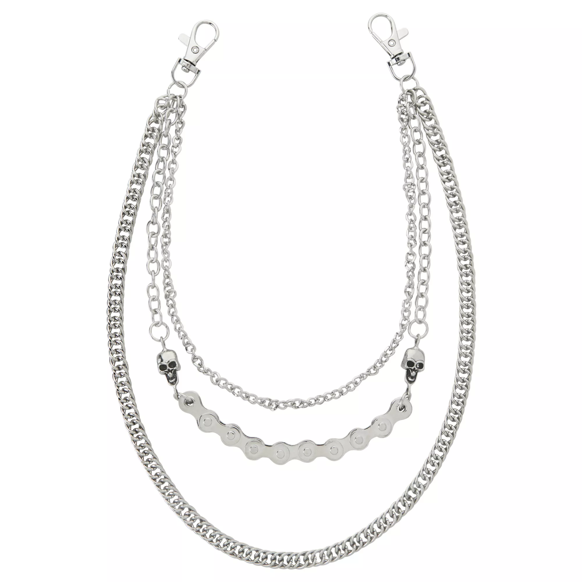 Skull and Curb Chain 3-Row Wallet Chain at Spencer's
