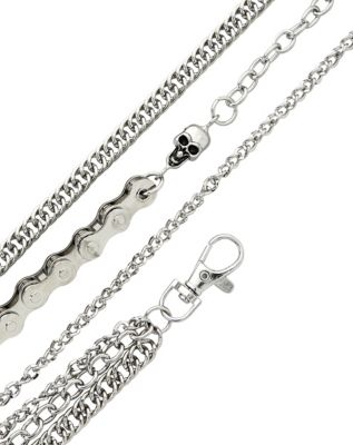 Skull and Curb Chain Triple Row Wallet Chain