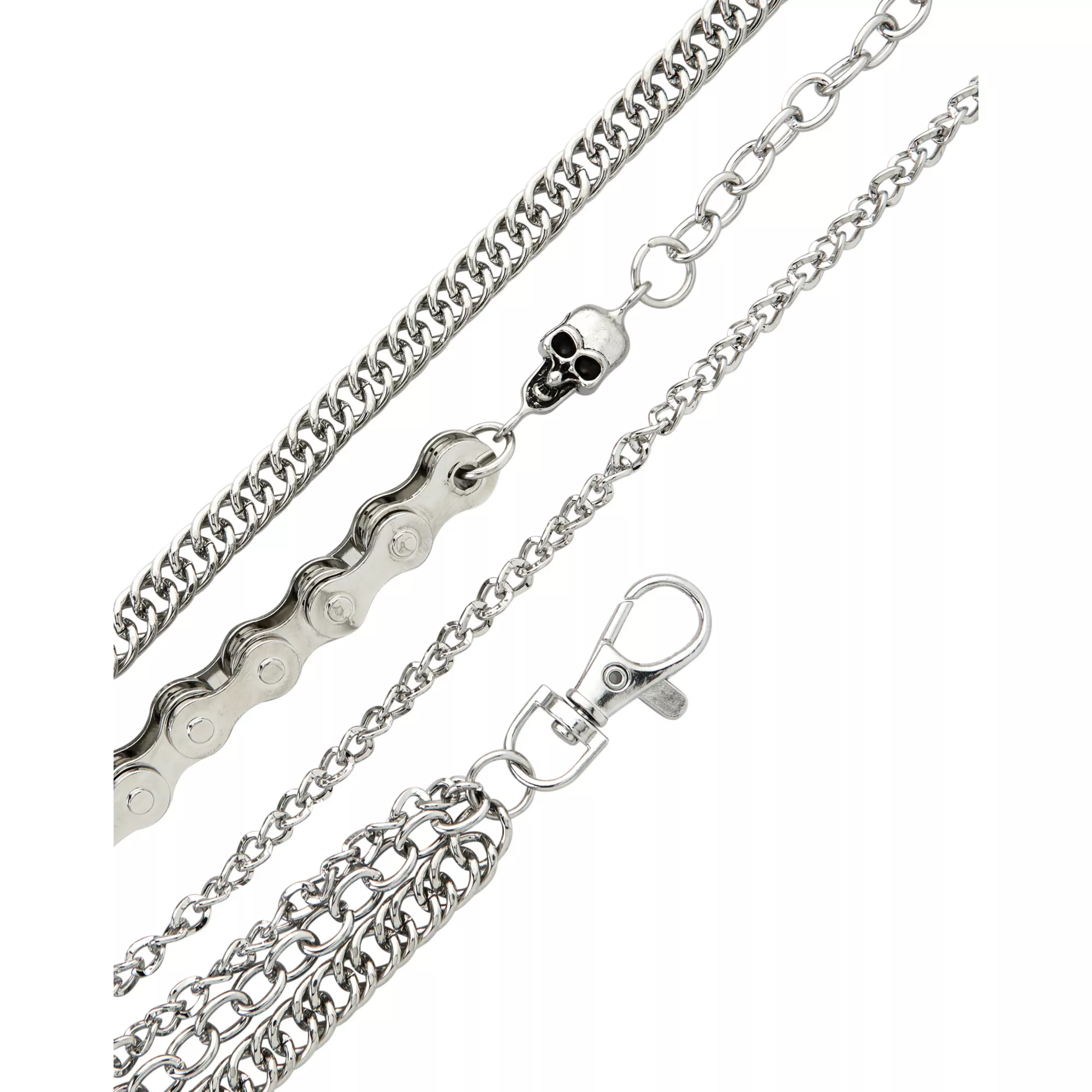 Skull and Curb Chain 3-Row Wallet Chain at Spencer's