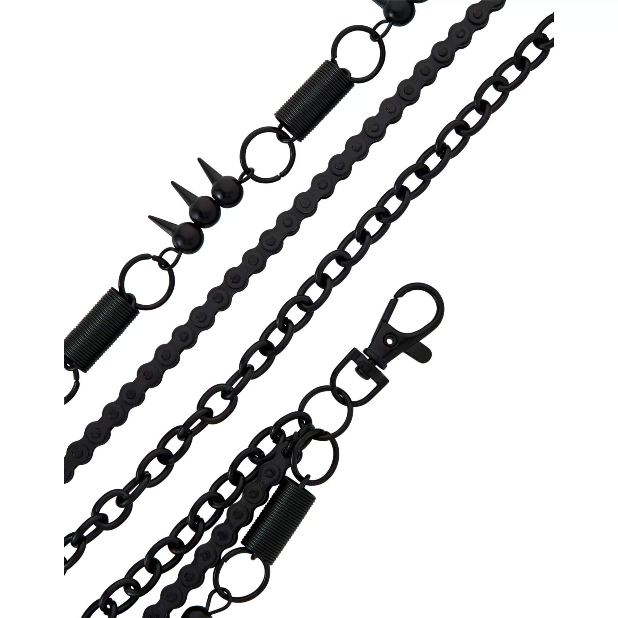 Black Spike and Coil Curb Chain Triple Row Wallet Chain at Spencer's